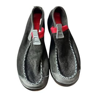 Crocs Linden Loafers Men's Black Red Leather Slip On Boat Shoes Sneakers 11.5